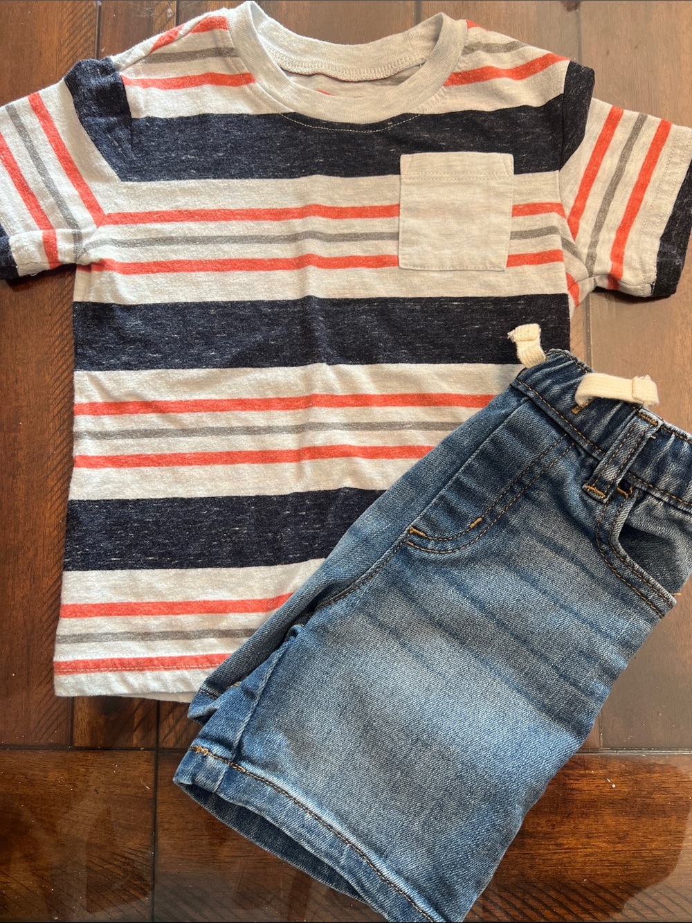 2T Bundle Kids Striped Pocket Tee - Navy, White & Red
